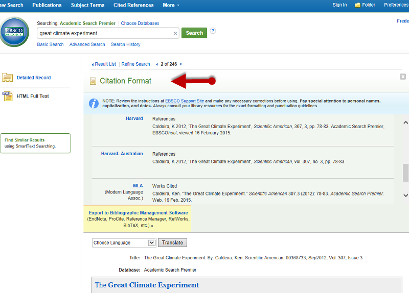 using endnote with ebsco host